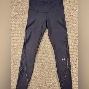 Under Armour Black Leggings with Gold Logo and Piping